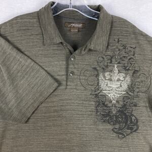 Method Mens XL Green Y2K Graphic Print Preppy Skater 90s Polo Shirt